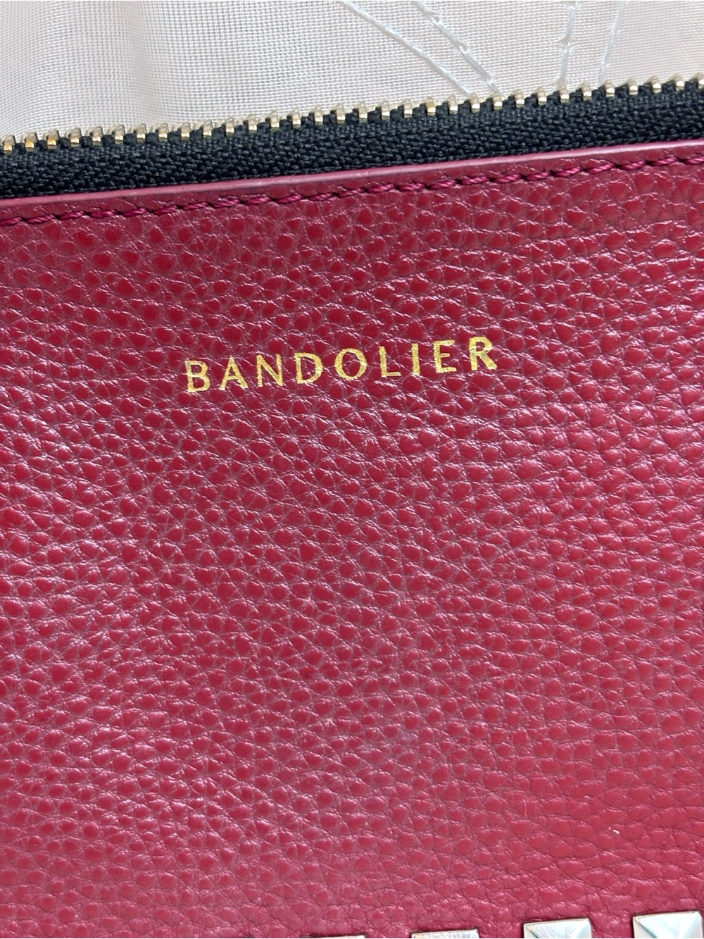 BANDOLIER Studded Red Leather Crossbody Bag Pouch with Protective Cover - Picture 3 of 10